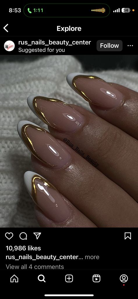 Gold Outline French Tip, French Tip And Gold Nails, Beauty Center, Pinterest Photos, Gold Nails, Nail Inspo, Acrylic Nails, Kitty, Nails