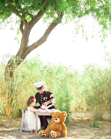 Marine Pictures, The Few The Proud, Father Daughter, Tea Party, Teddy Bear, Tea