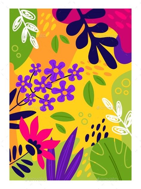 Bright Poster with Flowers, #Flowers, #advertisement, #Poster, #Bright, #ad Boho Art Painting, Ipad Painting, Advertisement Poster, Plant Background, Abstract Floral Art, A Level Art, Neon Art, Diy Canvas Art Painting, Mural Art