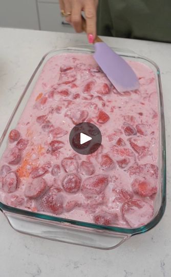 772K views · 26K reactions | Nana's Strawberry Cake! | Nana's Strawberry Cake! | By Charles Parks | Okay, we've got a strawberry
cake mix by Duncan Hines. We're going to bake it for $350 for
about 23 minutes. Okay, we've got our baked strawberry cake.
Look at that. We're going to poke holes in it. Mm hmm.
Doesn't really matter how many. You can do it few or you can do
a whole bunch of em. Mm hmm. Okay. Now, just kind of set
that aside for a minute. Mm hmm. Take a bowl. These are the
sliced strawberries with sugar. They've already been sweetened.
You just buy em in the frozen section at your local grocery
and you're going to add in a whole can of Eagle Brand Milk. Okay, we got all that good
sweet goodness. Mm hmm. One more spatula of it. And you
want to take that and now mix it together. Ok Strawberries With Sugar, Charles Parks, Strawberry Poke Cakes, Condensed Milk Cake, Eagle Brand Milk, Turnover Recipes, Sliced Strawberries, Strawberry Delight, Strawberry Cake Mix