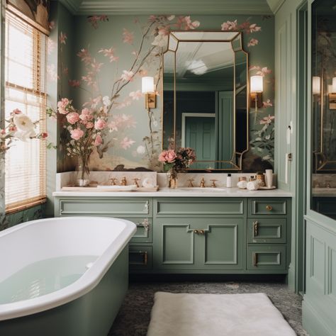 Sage Green Bathroom Ideas: Stunning, Unique Designs You'll Love Castle Vibes, Design Room, Beautiful Interior Design, Green Bathroom, Dream House Interior, Dream House Decor, Beautiful Bathrooms, Beautiful Interiors, House Inspo