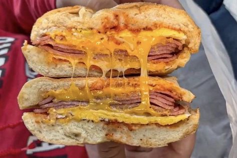 Taylor Ham, Taylor Ham Recipes, Pork Roll Egg And Cheese, Ham And Egg Croissant Sandwich, Taylor Ham Egg And Cheese, Taylor Ham Egg And Cheese New Jersey, Brie And Ham Grilled Cheese Sandwich, Grilled Ham Egg And Cheese Breakfast Sandwich, Ham And Egg Sandwich