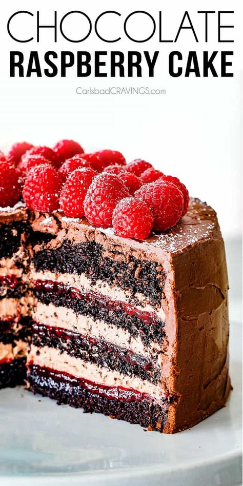 Carlsbad Cravings, Chocolate Raspberry Cake, Raspberry Cake, Best Chocolate Cake, Raspberry Jam, Chocolate Raspberry, Chocolate Frosting, Food Cakes, Best Chocolate