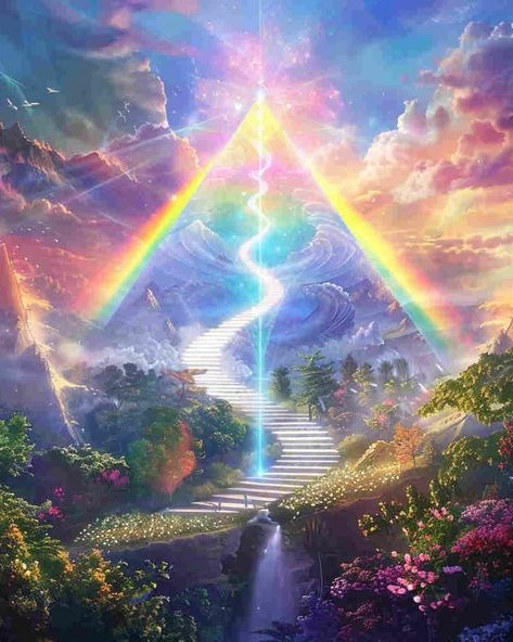 Rainbow Path💐｜original spiritual artwork 🧚🏻original AI art combine with spirituality 👉commercial use unavailable #healingart #spiritualart #spiritualawakenings #spiritualhealing #arthealing #aiartist Infinity Symbol Art, Spiritual Healing Art, Spirituality Aesthetic, Healing Artwork, Awakening Art, Portal Art, Trippy Artwork, Spiritual Paintings, Symbol Art