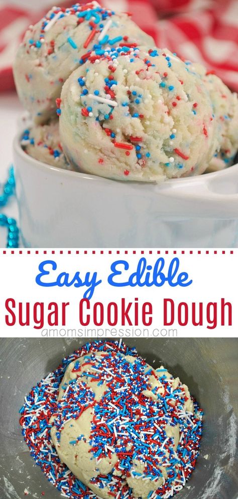 Easy Edible Sugar Cookie Dough Recipe - A Mom's Impression Edible Cookie Dough Without Brown Sugar, Cookie Dough Without Brown Sugar, Homemade Cookie Dough Recipe, Edible Cookie Dough For Two, Edible Sugar Cookie Dough Recipe, Cookie Dough For Two, Edible Sugar Cookie Dough, Lunch Quick, Sugar Cookie Dough Recipe