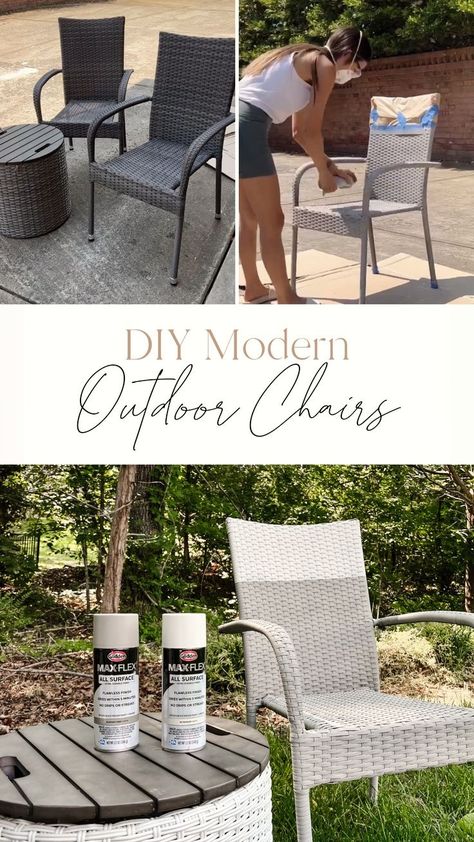 Try this simple cheap DIY furniture chair makeover idea to change up your backyard! Here I share how to Spray Paint Outdoor Modern Woven Chairs. I include the paint I used as well as before and after photos. Find more DIY furniture ideas, DIY Outdoor Projects, and Outdoor Decor and Porch Ideas at https://wildheartshome.com/! Easy Diy Chair, Spray Painting Outdoor Furniture, Painted Chairs Diy, Spray Paint Chairs, Painting Patio Furniture, Woven Chairs, Painted Outdoor Furniture, How To Spray Paint, Diy Furniture Chair