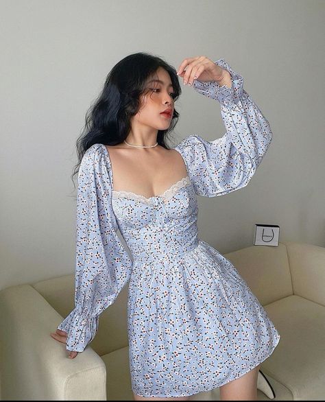 Dress Summer Aesthetic, Cute Dress Summer, Asian Style Clothes, Spring Outfits Dresses, Trendy Dress Outfits, Trik Fotografi, Dress Spring, Looks Chic, Gingham Dress