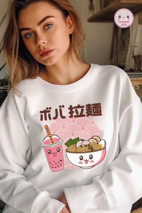 This Ramen and Bubble Tea T-shirt is perfect for any foodie looking for a Kawaii-style shirt. Show off your love for Japanese food with this cute design, perfect for anyone who loves ramen and bubble tea. 🧋🍜😍 Bubble Tea Cute, Shirt Cake, Food T, Asian Design, Kawaii Style, Solo Leveling, Bubble Tea, Asian Food, Cute Kawaii