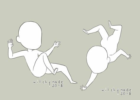 Chibi Falling Pose, Chibi Floating Poses, Pose Floating, Art Base Pose, Pose Chibi, Chibi Base, Girl Base, Chibi Body, Chibi Sketch