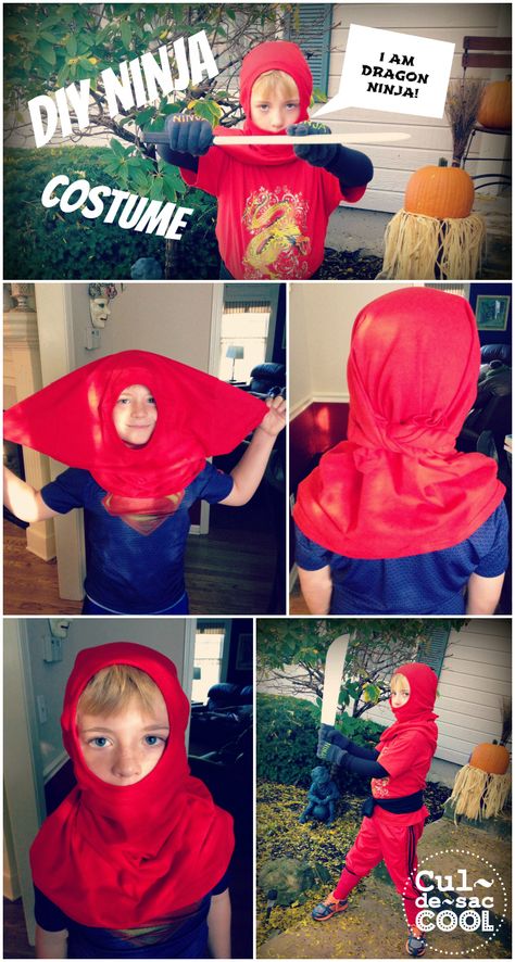 DIY Ninja Costume | Diy Boys Halloween Costumes, Boys Halloween Costumes, Ninjago Costume, Diy Ninja, Boys Halloween Costumes Diy, Quick Costumes, Ninjago Party, Cheap Halloween Costumes, Ninja Birthday