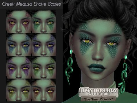 The Sims Resource - SIMythology Greek Medusa Snake Scales Snake Cc Sims 4, Snake Eyes Sims 4 Cc, Sims 4 Cc Scales, Ts4 Snake Cc, Medusa Sims 4 Cc, Sims 4 Medusa, Medusa Hair Sims 4 Cc, Sims 4 Cc Medusa Piercing, Medusa By Doux Sims 4