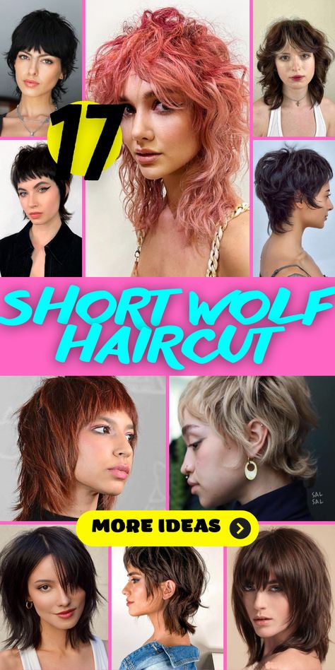 Unleash your inner trendsetter with the captivating wolf haircut for short hair. This modern hairstyle combines the charm of short length with the allure of bangs, creating a chic and stylish look. Whether you have curly or straight hair, the wolf cut offers a fresh and edgy vibe that is perfect for any occasion. Discover tutorials and styling tips to master the art of the wolf cut. From its textured layers to its bold personality, this haircut is designed to make a statement. Short Wolf Cut Thick Hair, Wolf Haircut With Bangs, Short Hair Wolf, Short Wolf Haircut, Haircut For Short Hair, Cool Short Hair, Short Wolf Cut, Corte Shaggy, Shaggy Haircut