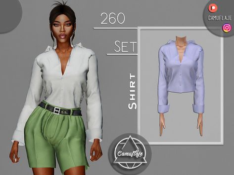 Sims 4 Button Up Shirt Female, Sims 4 Cc White Shirt, Sims 4 Cc Button Up Shirt Female, Sims 4 Button Up Shirt, Poet Shirt, White Button Down Shirt, Shades Of Beige, Ts4 Cc, Sims 4 Cc