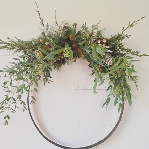 Every year I try to make a wreath on an old rusty barrel ring. They always seem to look best at the Homeplace 😉💕 #ChristmasWreath… | Instagram Barrel Rings Ideas, Wine Barrel Ring Ideas Diy, Metal Wine Barrel Rings, Ring Wreaths, Wine Barrel Ring, Outside Planters, Wine Barrel Rings, Barrel Ring, Make A Wreath