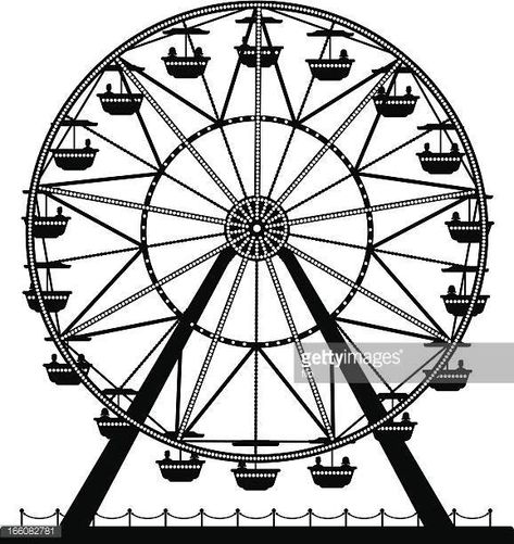 Fair Drawings Easy, Ferris Wheel Drawing, Painting Ideas Ferris Wheel, Ferris Wheel Clipart, Ferris Wheel Sketch, Ferris Wheel Silhouette Painting, Ferris Wheel Art, Eiffel Tower Craft, Bird Silhouette Tattoos