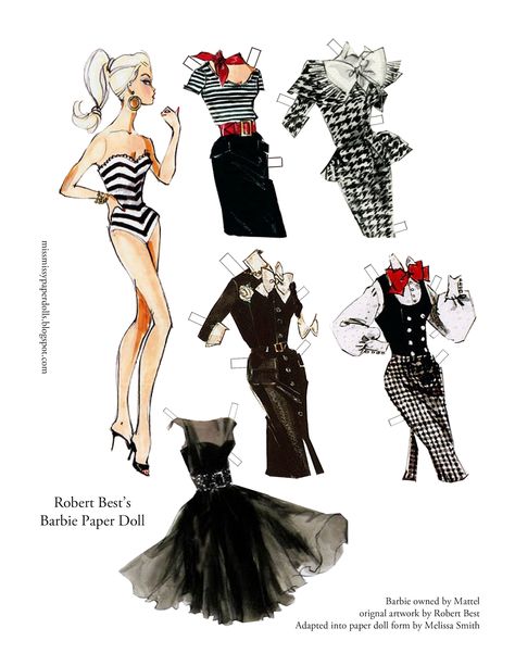 Miss Missy Paper Dolls: Robert Best Barbie Paper Doll Robert Best Barbie, Robert Best, Dolls Printable, Barbie Paper Dolls, Paper Dolls Printable, Vintage Paper Dolls, Barbie Friends, Play Dress, Paper Toys