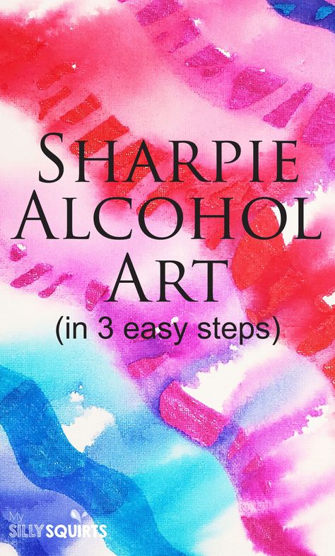 Awesome and easy sharpie and alcohol art on canvas - My Silly Squirts Sharpie Canvas Art, Sharpie Canvas, Sharpie Alcohol, Sharpie Art Projects, Easy Craft For Kids, Alcohol Art, Sharpie Crafts, Messy Art, Alcohol Ink Crafts