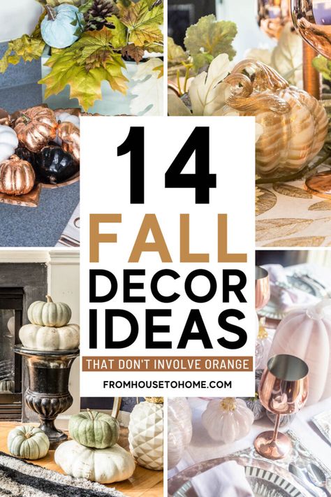 These fall home decor ideas are beautiful! I LOVE the idea of decorating for fall without using traditional autumn colors like orange. The blue and white velvet pumpkins are my favorite! Traditional Fall Decor, Orange Fall Decor, Fall Home Decor Ideas, Decorating For Fall, Mercury Glass Candles, Mercury Glass Candle Holders, Fake Pumpkins, Fall Vignettes, Seasonal Living