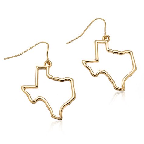 PRICES MAY VARY. STYLISH AND CLASSY Texas jewelry dangle earrings are a great way for a Texan girl to show her state pride WHAT’S INSIDE Texas earrings come in a PammyJ gift box with a protective sleeve, great for gift giving SIZING These lightweight wire earrings measure 1 1/4" long and 1 inch wide YOUR SATISFACTION is assured, enjoy a risk free purchase today. We offer friendly customer service, any problems contact us and we will make everything right for you. Please avoid getting wet with wa Texas Earrings, Texas Jewelry, State Of Texas, Wire Earrings, Gift Giving, 1 Inch, Customer Service, Gold Tones, Dangle Earrings