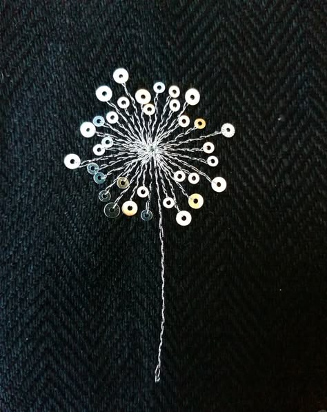 Sample done with heavy metal Madeira thread Sequin Embroidery Designs, Simple Hand Embroidery, Embroidery With Beads, Basic Hand Embroidery Stitches, Beading Inspiration, Simple Hand Embroidery Patterns, Hand Beaded Embroidery, Embroidery Beads, Simple Embroidery Designs