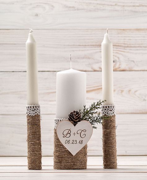 Rustic Unity Candle, Juniper Branch, Wedding Ceremony Unity Candle, Tapper Candles, Unity Candle Ceremony, Church Aisle, Wedding Ceremony Songs, Wedding Unity Candle, Wedding Unity Candle Set