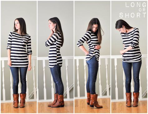 really like the boots and tunic look Upcycling Clothes, Simple Sewing, Altering Clothes, Diy Shirt, Long Shirt, Upcycle Clothes, Sewing Clothes, Sewing Inspiration, Beauty Secrets