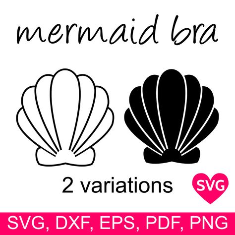 Mermaid Bra with Sea Shells SVG file for Cricut and Silhouette to make a Sexy Mermaid Shirt with a Clamshell Bra Mermaid Shell Shirt, Mermaid Clam Shell, Cricut Mermaid, Seashell Svg, Mermaid Shell Bra, Bra Shirt, Mermaid Happy Birthday, Seashell Bra, Mermaid Tshirt