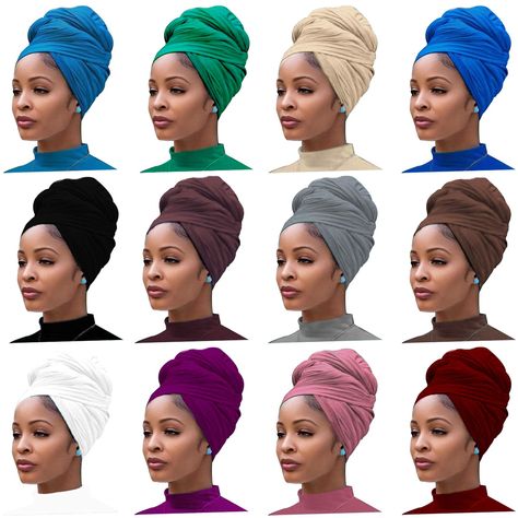 PRICES MAY VARY. What You Get : Package includes 12 pieces women stretch head wrap with different colors,include Wine Red, Beige,Purple,Black, Camel,Brown,White, Light Blue,Gray,Green,Pink, Royal Blue,The rich colors are suitable for matching with different clothes, enough for daily wear, and can be shared with friends and family. High-Quality Materials：Elastic soft polyester fabric, with smooth surface, clear texture, fine texture, smooth hand feeling, good vertical and horizontal extensibility Jersey Turban, Headwrap Tutorial, Cyan Colour, Knit Turban, Head Wraps For Women, Tie Women, African Head Wraps, Head Wrap Scarf, Turban Headwrap