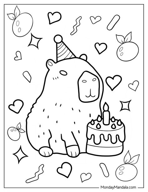 20 Capybara Coloring Pages (Free PDF Printables) Cute Drawings To Print, Printable Coloring Sheets Aesthetic, Moriah Elizabeth Coloring Pages, Capybara Craft, Watercolor Coloring Pages, Capybara Drawing Doodle, Simple Colouring Pages, Capybara Template, Capybara Coloring Page