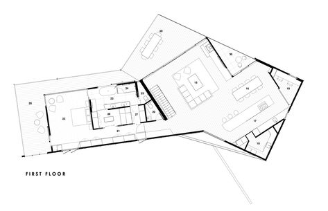 Gallery of Three Angle House / Megowan Architectural - 54 Social Housing Architecture, Large Floor Plans, L Shaped House, University Architecture, Hillside House, Modernist House, Architectural Floor Plans, Architecture Design Concept, Ground Floor Plan