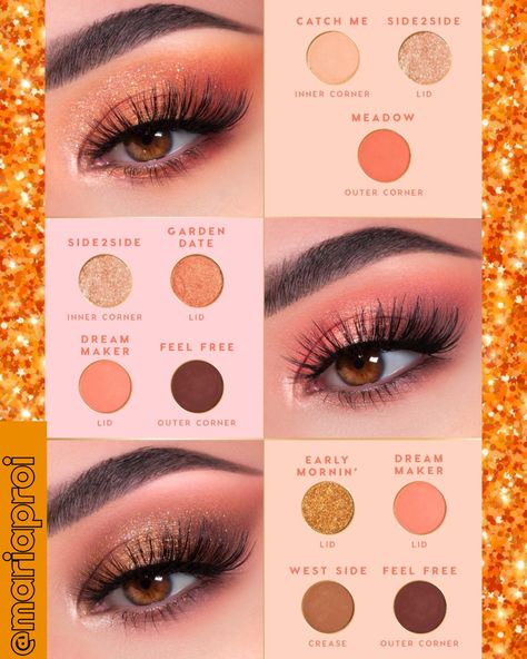 Colourpop Eyeshadow Tutorials, By The Rose Colourpop Looks, Colourpop Eyeshadow Looks Step By Step, Cute Simple Eyeshadow, Cute Simple Eyeshadow Looks, Pink And Gold Eyeshadow Looks, Coral Eyeshadow Looks, Peach Eyeshadow Looks, Colourpop Eyeshadow Looks