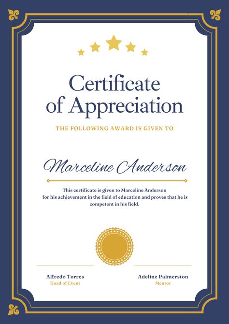 Modern Elegant Certificate of Appreciation Certificate Of Completion Template, Certificate Background, Editable Certificates, Certificate Design Template, Awards Certificates Template, Visiting Card Design, Certificate Of Appreciation, Banner Ads Design, Certificate Of Achievement