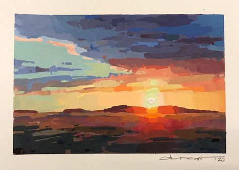 Guache Art Gouache Painting, Sun Sketch, Sunset Sky Clouds, Sketch Study, Nature Sketch, Painting Gouache, Color Dream, Sketch Artist, Gouache Art