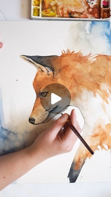 Fox Watercolor Painting Tutorial, Fox Watercolor Painting, 2024 Watercolor, Watercolour Animals, Fox Watercolor, Woodland Animal Art, Art Demo, Fox Painting, Arches Paper