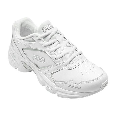 FILA Memory Decimus Womens Training Shoes, Color: White Silver - JCPenney Chunky Adidas Sneakers, White Tennis Shoes, Womens Training Shoes, Wide Fit Shoes, Womens Shoes High Heels, Shoes White, Sketchers Sneakers, Training Shoes, Work Shoes