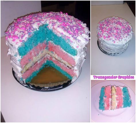 Transgender pride flag cake Trans Party Ideas, Trans Cake Ideas, Coming Out Cake, Trans Cake, Trans Party, Coming Out Party, Gay Sticker, Flag Cake, Trans Pride