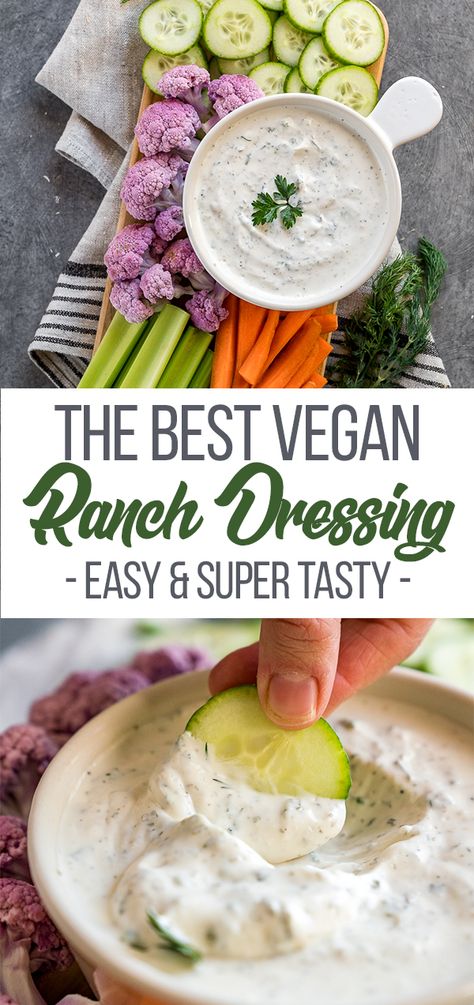 Homemade ranch dressing is SO easy to make! This is the BEST vegan ranch dressing you will have, definitely a must try! #vegan #sweetsimplevegan #veganranch #dressing #glutenfree #easy #appetizers #sides #salads #homemade #party Vegan Ranch Dressing Recipe, Homemade Vegan Ranch Dressing, Resep Vegan, Vegan Ranch Dressing, Vegan Salad Dressing, Ranch Dressing Recipe, Vegan Ranch, Homemade Ranch Dressing, Easy Appetizers