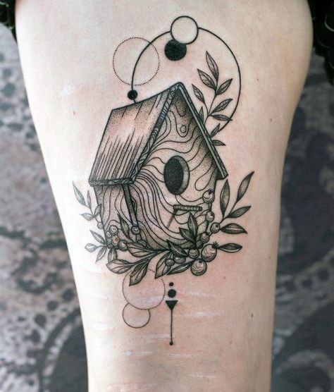 Bird Bath Tattoo, Bird House Tattoo, Birdhouse Tattoo, Home Tattoo, Nature Tattoos, Science Fiction Tv, Horror Music, Movie Genres, Western Movies