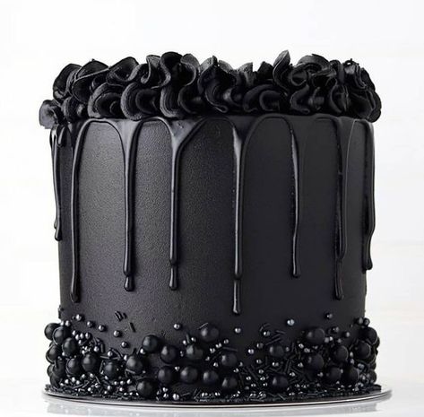 Gothic Birthday Cakes, Sheri Wilson, Gothic Cake, Black Frosting, Fondant Cakes Birthday, Black Fondant, Black Cake, Black Wedding Cakes, 30 Birthday Cake