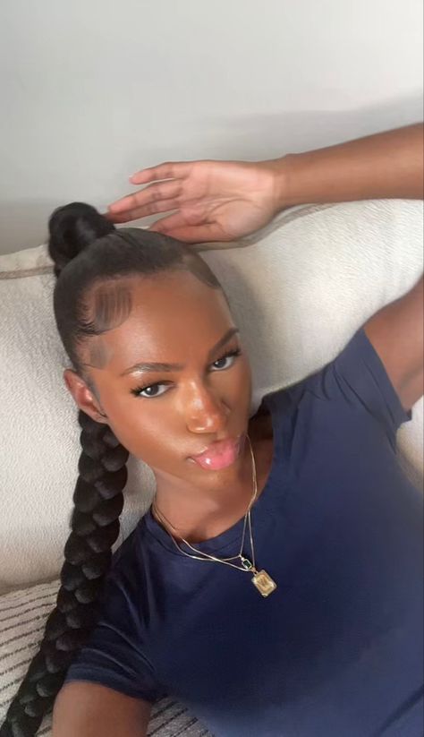 Braided Ponytail Brown Hair, Middle Braided Ponytail Black Women, Ponytail Black Women Braid, Long Pony Tailed Hairstyle Black Women, Two Ponytail Braids Black Women, Sleek Ponytail Braid Black Women, One Big Braid Ponytail, High Braided Ponytail For Black Women, Braided Slick Back Ponytail