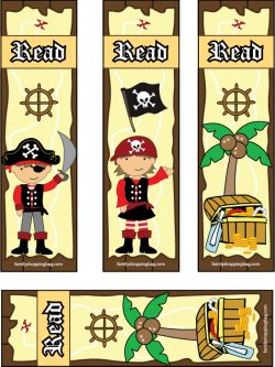 As seen at: http://www.familyshoppingbag.com/img/thumb/jump/2171/Pirate_Bookmarks Pirate Theme Classroom, Pirate Printables, Pirate Unit, Birthday Concept, Pirate Classroom, Family Literacy Night, Pirate Activities, Fair Theme, Pirate Books