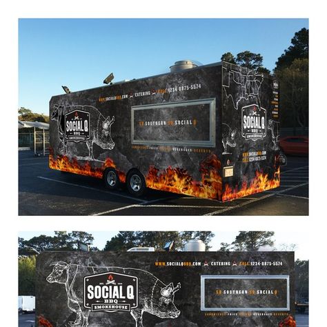 Food Trailer Wrap Design, Food Truck Wrap Design Ideas, Food Trailer Wrap Ideas, Trailer Wrap Design, Food Caravan, Bbq Trailer, Bbq Food Truck, Backgrounds Nature, Car Food