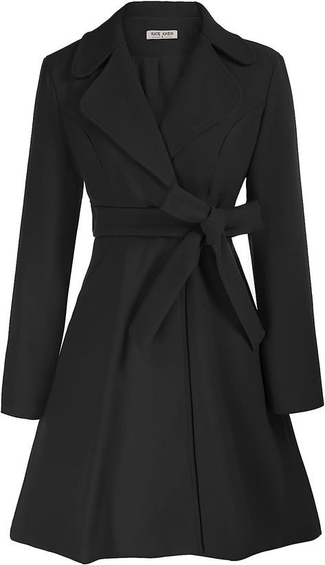 Amazon.com: Kate Kasin Women A Line Peacoat Dress Coat Belted Notch Lapel Overcoat Fall Winter Trench Coats : Clothing, Shoes & Jewelry Red Winter Coat, Winter Trench, Pink Trench Coat, Fall Winter Coat, Pea Coats Women, Winter Trench Coat, Winter Knit Hats, Casual Night Out, Belted Trench Coat