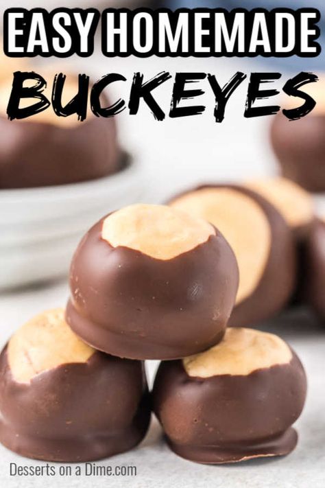 Easy Buckeyes No Bake Recipe, Homemade Buckeyes Recipe, Buckeyes Recipe Easy, Easy Buckeyes Recipe, Buckeye Peanut Butter Balls, Best Buckeyes Recipe, Buckeye Balls Recipe, Buckeye Recipe Easy, Buckeye Recipe