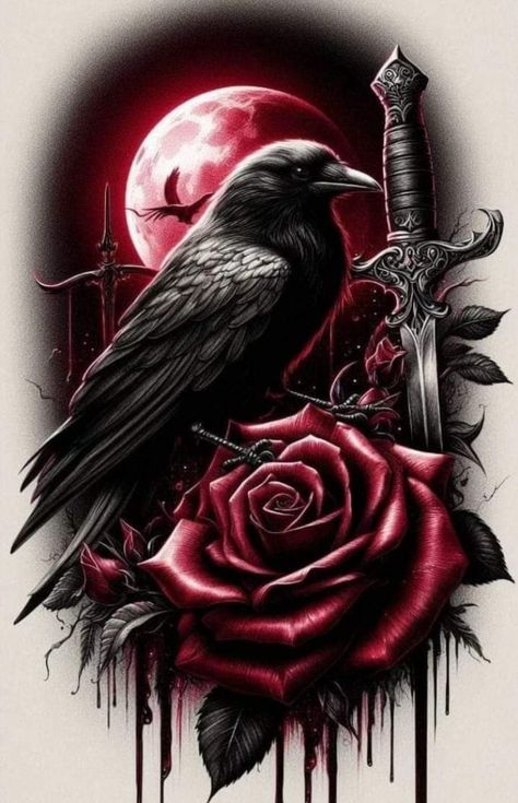 Black Crow Tattoos, Raven Photography, Crow Perched, Crow Tattoo Design, Crow Feather, Gothic Pictures, Greek Mythology Tattoos, Feather Tattoo Design, Black Rose Tattoos