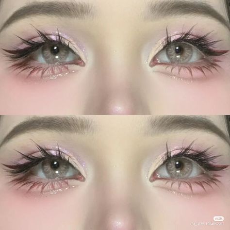 Maquillaje Douyin, Makeup Ideas For Summer, Anime Eye Makeup, Pretty Eye Makeup, Pink Eye Makeup, Eye Makeup Looks, Cute Eye Makeup, Doll Eye Makeup, Anime Makeup