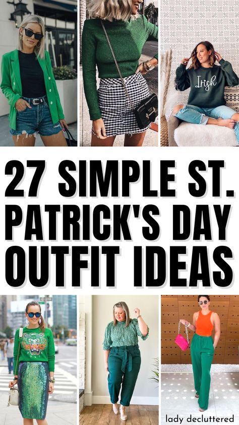 27 Simple St. Patrick's Day Outfit Ideas St Patricks Day Plus Size Outfits, St Patricks Day Clothes, St Pats Day Outfits, Spring Green Outfits For Women, Green St Patricks Day Outfit, St Pattys Day Outfit Chicago, March Outfit Ideas 2024, Irish Festival Outfit, Classy St Patricks Day Outfits