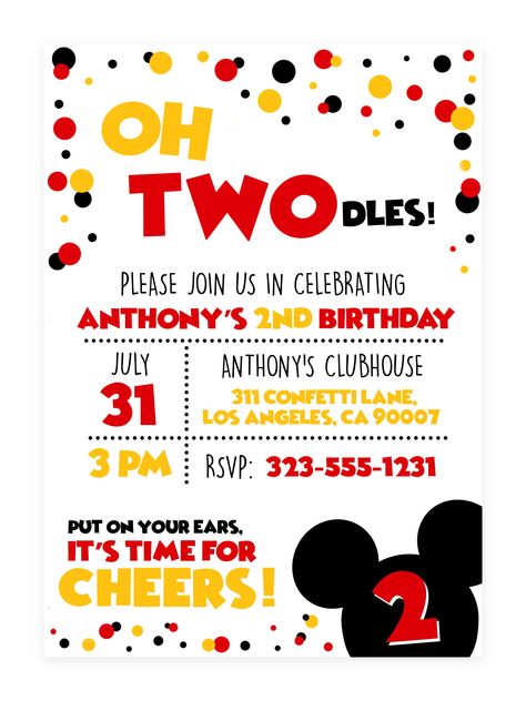 Oh Twodles Invitations Boy, Oh Twodles Birthday Boy, Oh Twodles Invite, Oh Twodles Invitations, Mickey Mouse 2nd Birthday Invitations, Mickey Mouse 2nd Birthday Party Ideas Mickey Mouse 2nd Birthday, Oh Twodles Birthday, Invitation Mickey Mouse, Oh Twodles, Twodles Birthday, Mickey Mouse Themed Birthday Party, Mickey Mouse Birthday Invitations, Mickey Mouse Invitation, 2nd Birthday Party For Boys