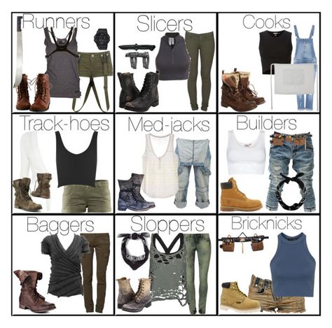 "The Maze Runner Glade Jobs... Cause boredom" by elmoakepoke ❤ liked on Polyvore featuring BBon-J, Carhartt, ONLY, Timberland, Pierre Balmain, Topshop, New Look, AdTec, Crafted and Free People Maze Runner Halloween Costume, Maze Runner Outfit Ideas For Shifting, Maze Runner Costume, Maze Runner Inspired Outfits, Maze Runner Clothes, Tmr Outfits, Maze Runner Outfits, Minho Tmr, Job Outfits