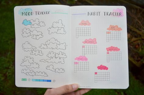 Cloud Bujo Theme, February Bujo Mood Tracker, Cloud Bullet Journal, Bullet Journal Tracking, Rain Bullet Journal Theme, Dream Tracker Bullet Journal, April Bullet Journal Sleep Tracker, Bullet Journal September, February Bullet Journal